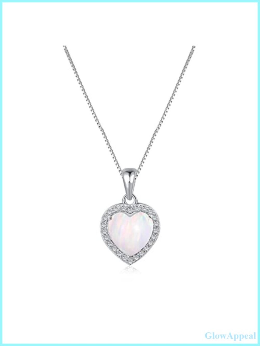 14K Gold Opal Heart Pendant Necklace Moissanite Accent 17.7in